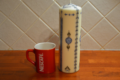 Svíčka bílo-černo-modrá VYSOKÁ — foto 2