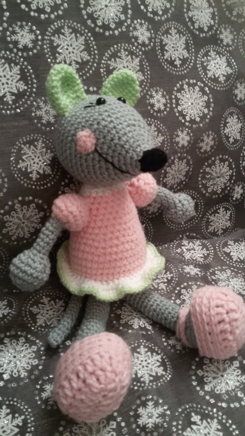 Háčkované hračky - myška (32 cm) — foto 3