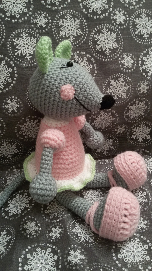 Háčkované hračky - myška (32 cm) — foto 4