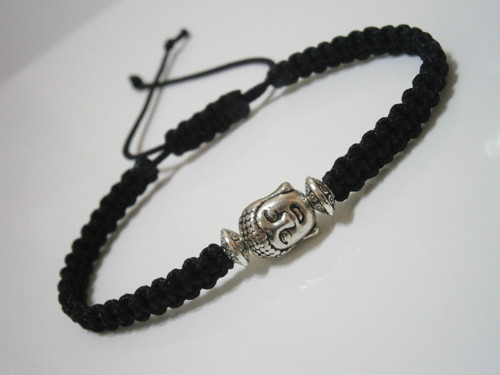 Černý náramek s Buddhou (macramé) - Unisex — foto 2