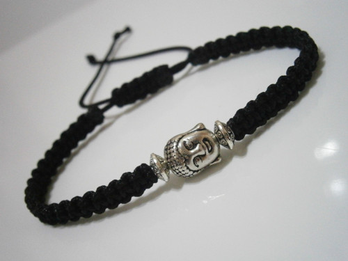 Černý náramek s Buddhou (macramé) - Unisex — foto 3