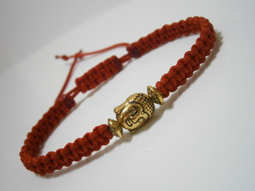 Červený náramek s Buddhou (macramé) - Unisex — foto 4