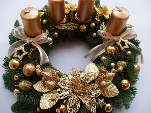 Adventní věnec zlatý 3 — foto 4