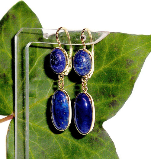 ZLATÉ visací náušnice LAPIS LAZULI — foto 3