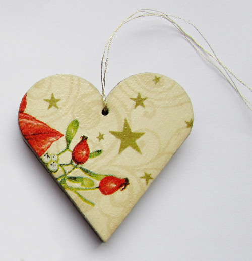 Zlaté srdíčko dvojité -decoupage — foto 2