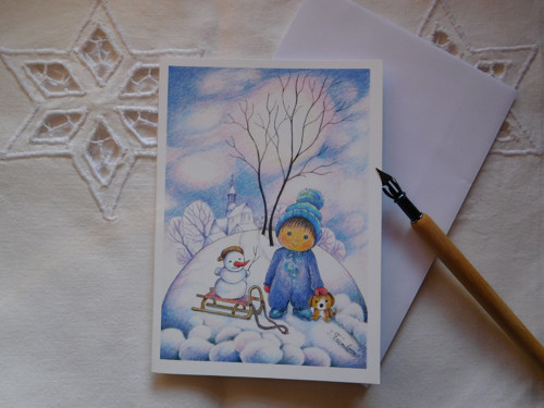 Zimní sada Modrá II - 4 přáníčka — foto 3