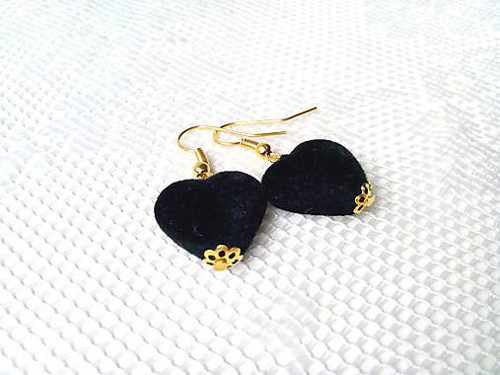 Velvet hearts earrings (black) — foto 2