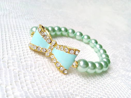 Pin Up bow bracelet (mint/baby blue) — foto 2
