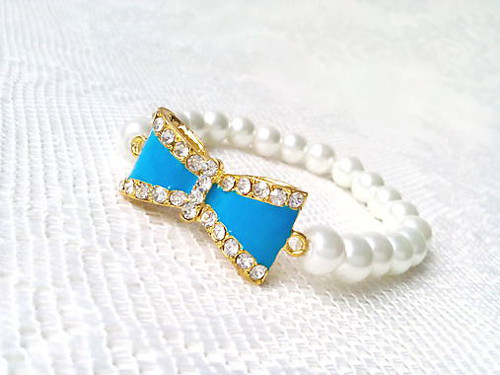 Pin Up bow bracelet (blue/white) — foto 2