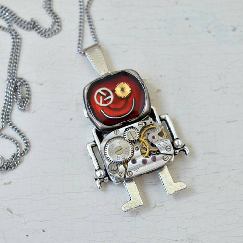 Robot s úsměvem..., Steampunkový přívěsek — foto 2