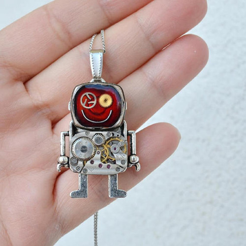 Robot s úsměvem..., Steampunkový přívěsek — foto 3