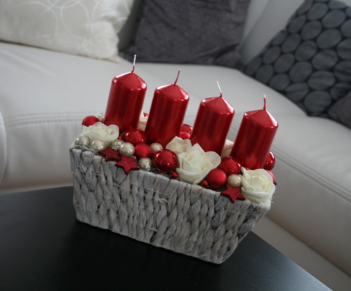 Adventní svícen červenokrémový — foto 6