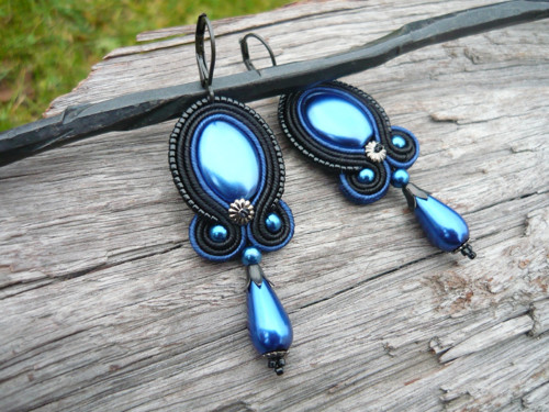 Soutache náušnice Black&DarkBlue — foto 2