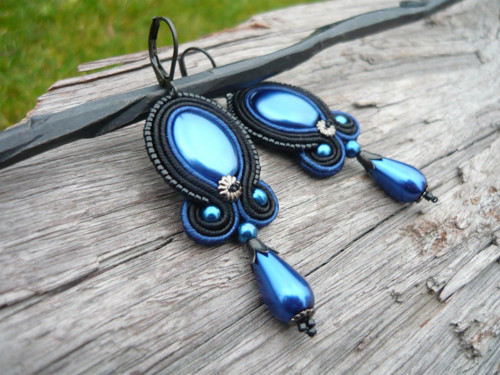 Soutache náušnice Black&DarkBlue — foto 3