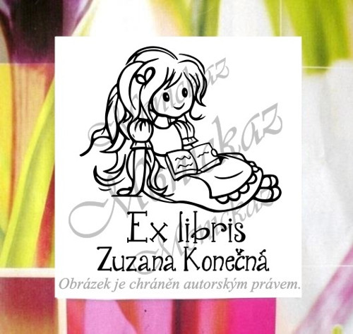 Holčička s knihou ex libris 7 a). Razítko. — foto 3