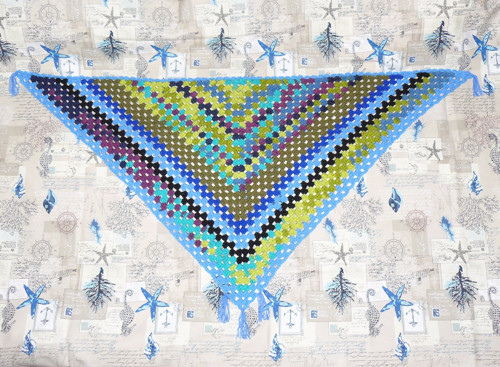 Háčkovaný Šátek / Pléd - Melír Multicolor — foto 4