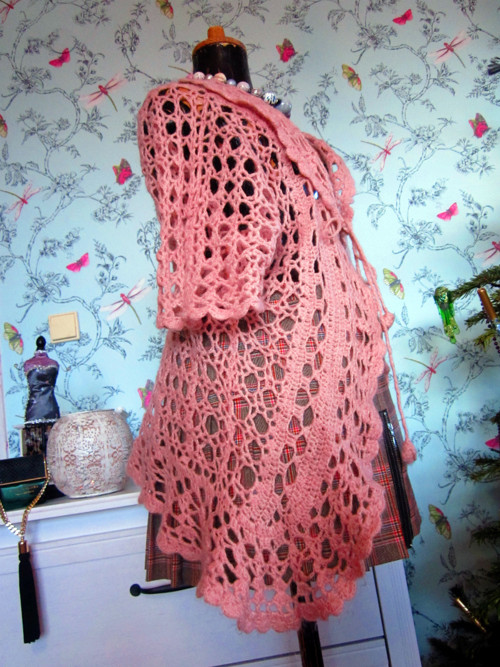 Svetérek háčkovaný powder pink — foto 2