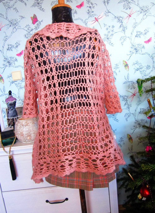 Svetérek háčkovaný powder pink — foto 4