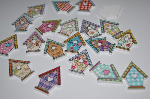 Dřevěný knoflík - Ptačí bouda — foto 2