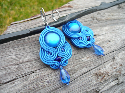 Soutache náušnice Safírově modré — foto 2