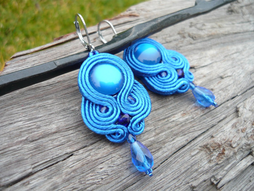 Soutache náušnice Safírově modré — foto 3
