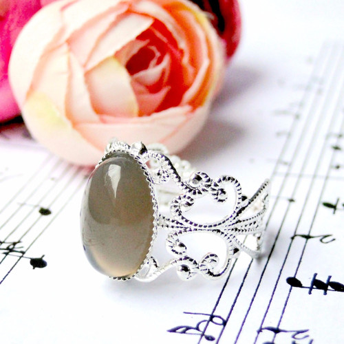 Romantic Grey Agate / Prsten se šedým achátem — foto 2