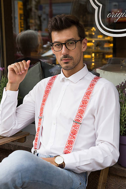 Wedding folklore suspenders (red/white) — foto 2