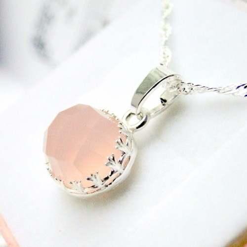 Strieborný náhrdelník s rose chalcedónom Ag925 — foto 2