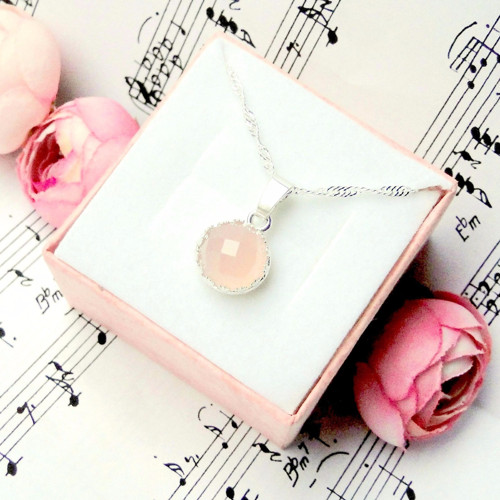 Strieborný náhrdelník s rose chalcedónom Ag925 — foto 3