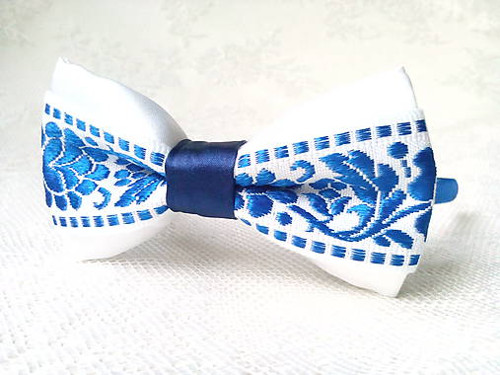 Slovak folklore headband (royal blue/white) — foto 2
