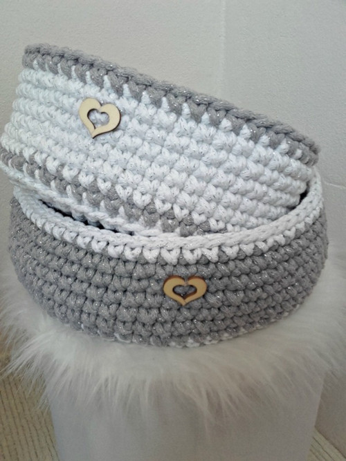 Košík bielošedý priemer 30cm — foto 6
