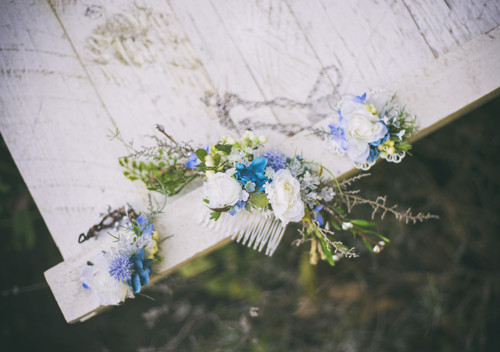 Boho hřebínek "nebe belasé" — foto 6