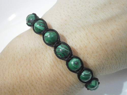 "Malachit" - minerálový náramek(macramé/shamballa) — foto 3