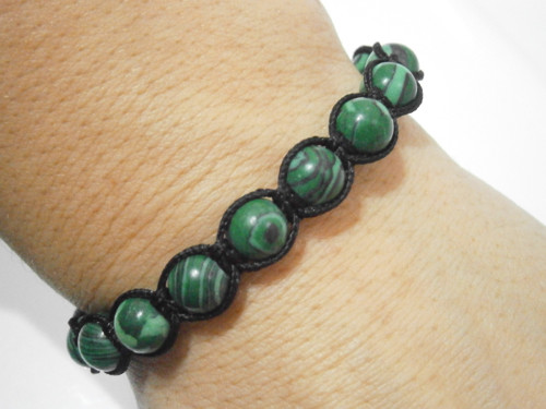 "Malachit" - minerálový náramek(macramé/shamballa) — foto 4