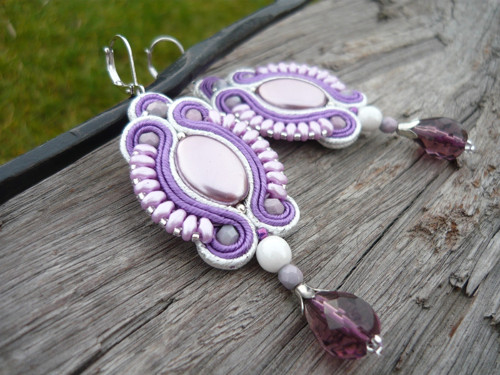 Soutache náušnice Pearl Violet — foto 2