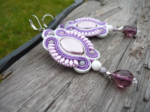 Soutache náušnice Pearl Violet — foto 3