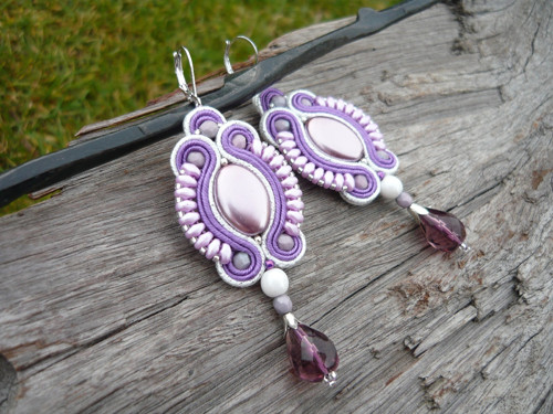 Soutache náušnice Pearl Violet — foto 4