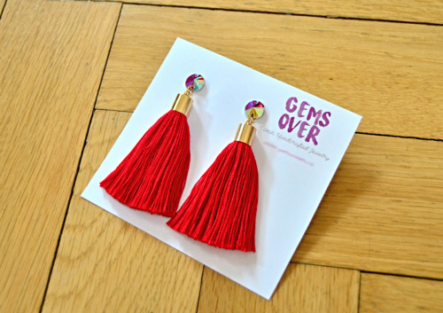 Výprodej Náušnice Gold Rainbow Red Tassel — foto 2