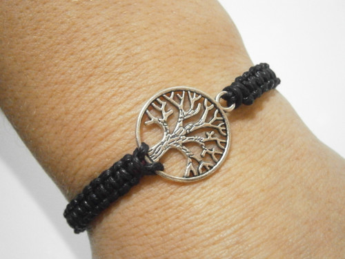 "Strom života" - černý náramek (macramé) - Unisex — foto 4