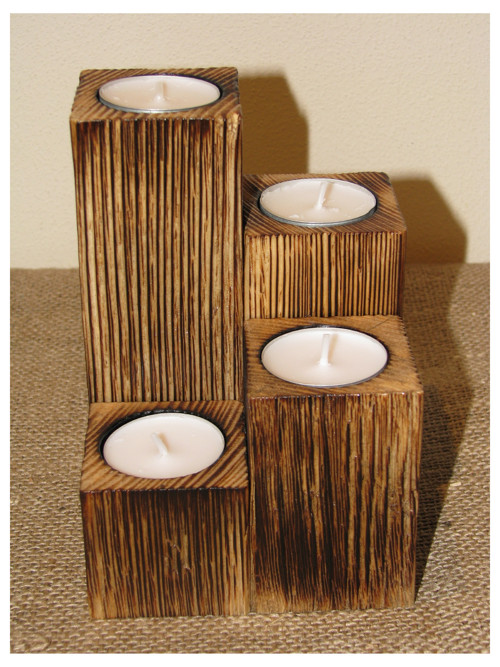 4-dílný dřevěný svícen — foto 3
