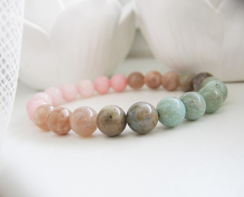 Shabby náramek • Jadeit • Sunstone • Amazonit — foto 2