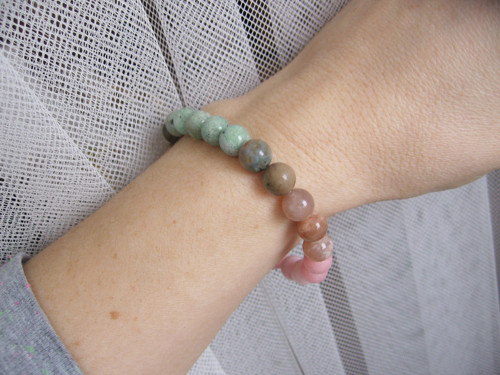 Shabby náramek • Jadeit • Sunstone • Amazonit — foto 3
