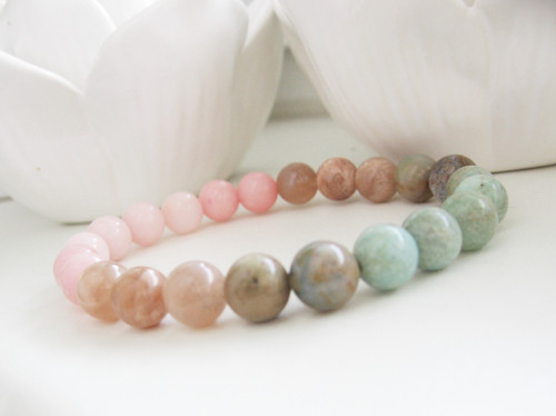 Shabby náramek • Jadeit • Sunstone • Amazonit — foto 4
