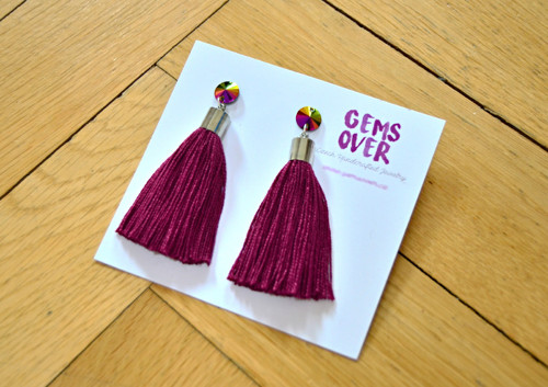 Náušnice Silver Short Wine Tassel — foto 2