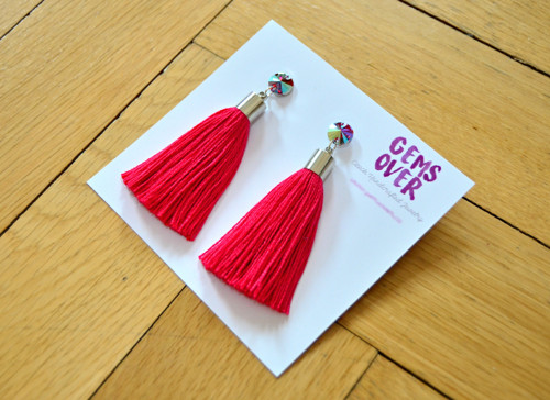 Náušnice Silver Rainbow Red Tassel — foto 2