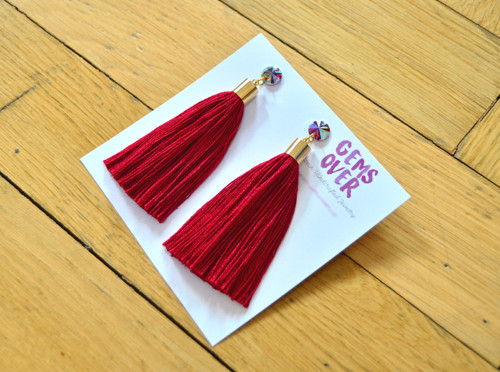 Náušnice Gold Long Wine Tassel — foto 2