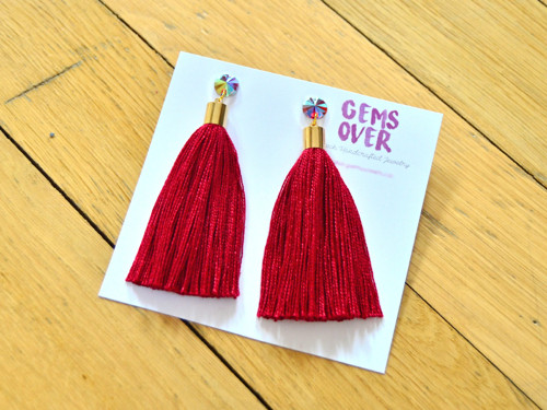 Náušnice Gold Long Wine Tassel — foto 3