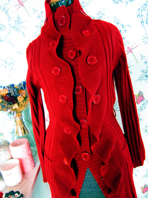 Kardigan extravagant red&volánky — foto 2