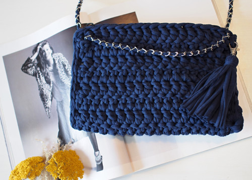 Háčkovaná kabelka CHAINED BLUE — foto 4