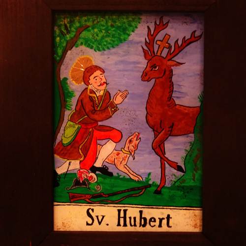 Hubert, světec, podmalba, obrázek na skle — foto 3